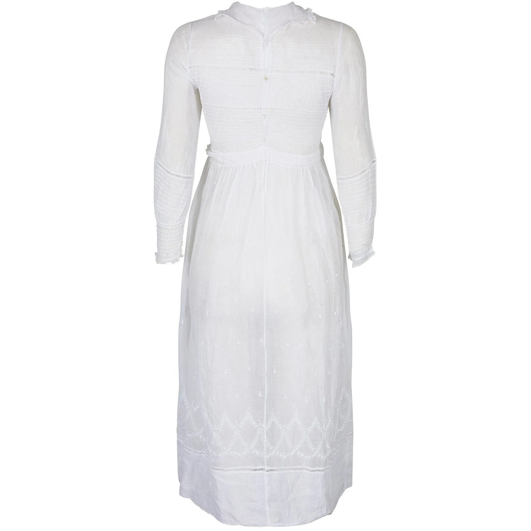 1910s White Cotton Muslin Tea Dress