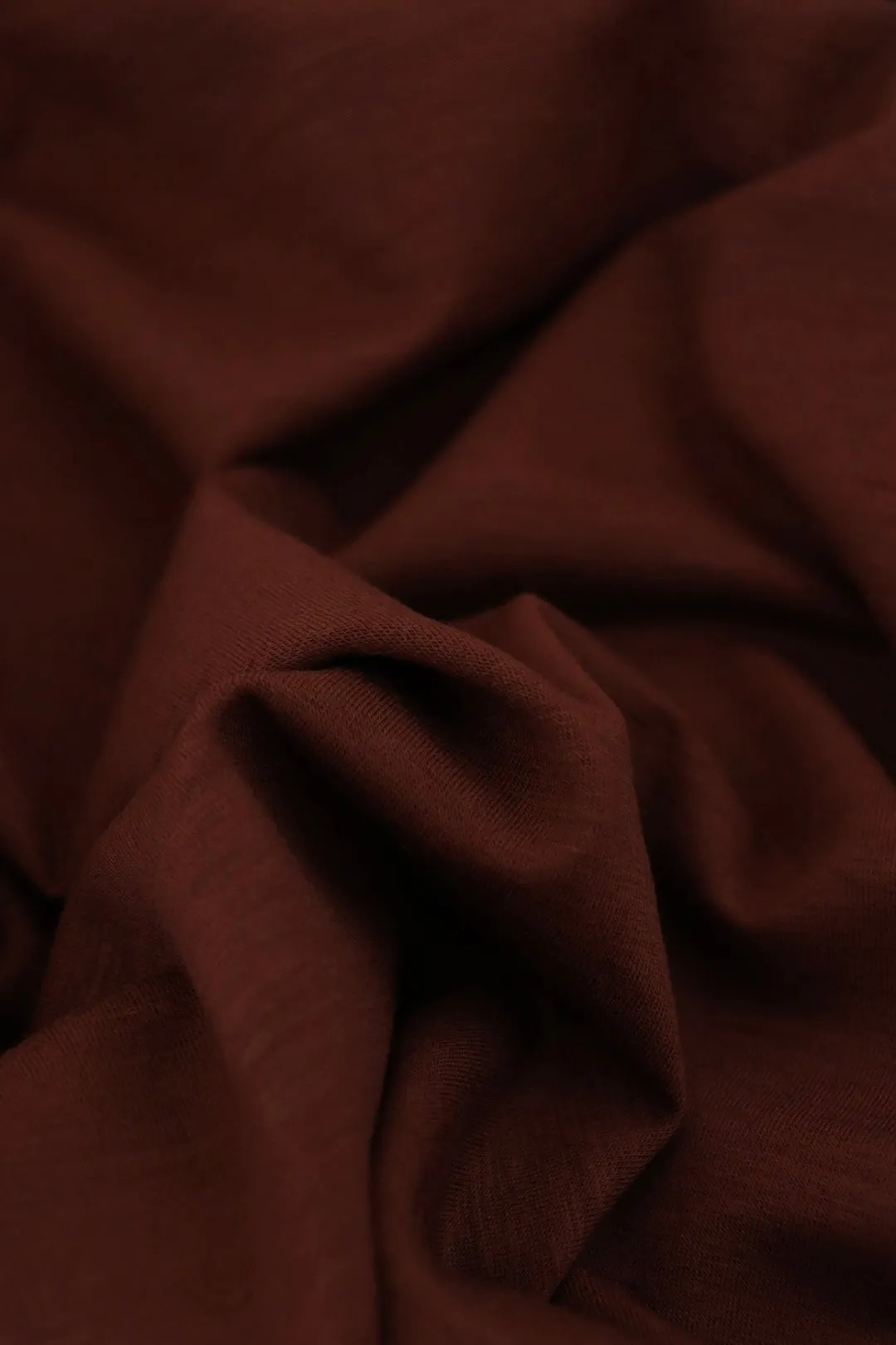 1YD PRECUT; Red Brown Galway Wool Spandex Jersey Knit