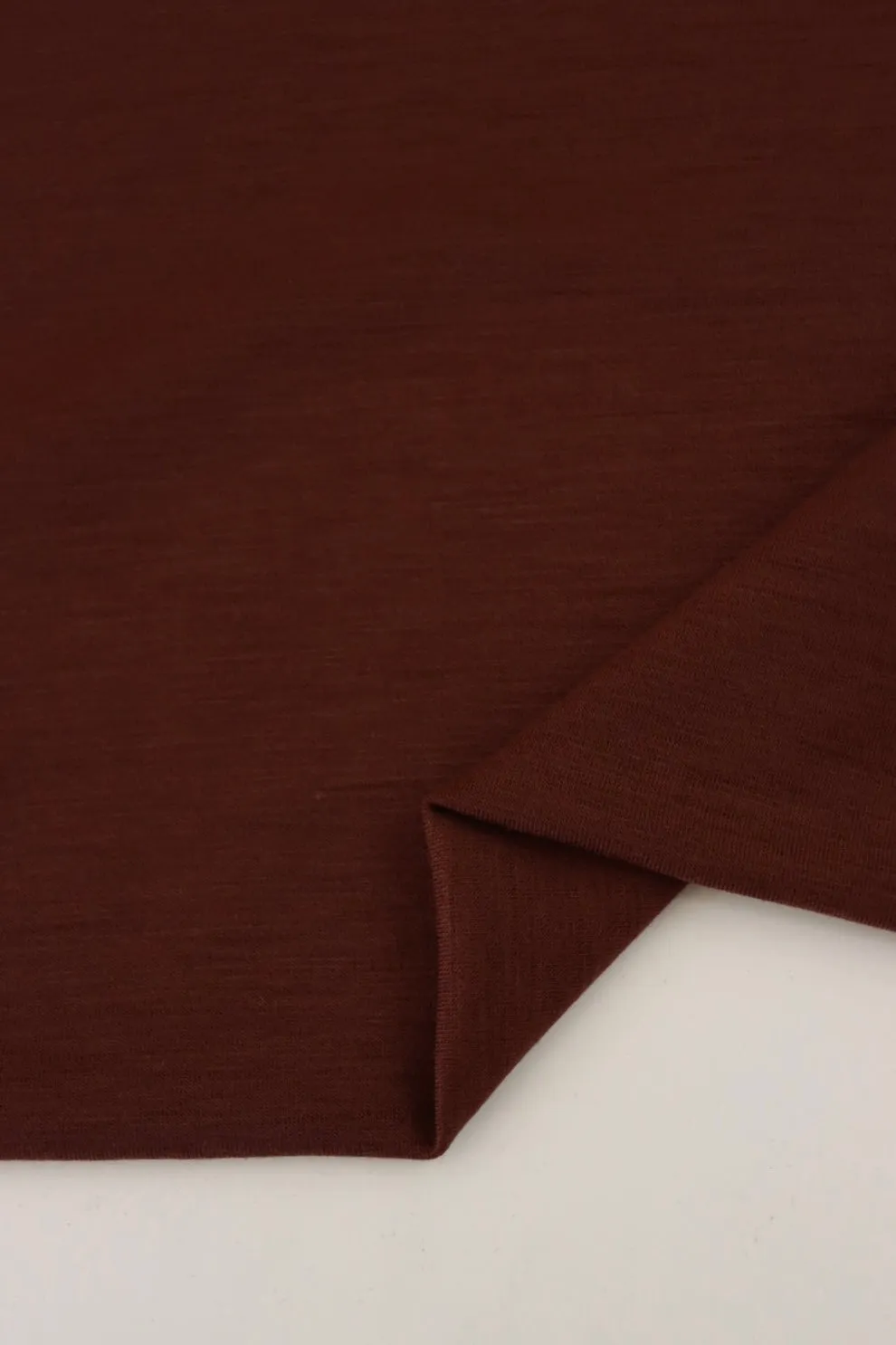 1YD PRECUT; Red Brown Galway Wool Spandex Jersey Knit