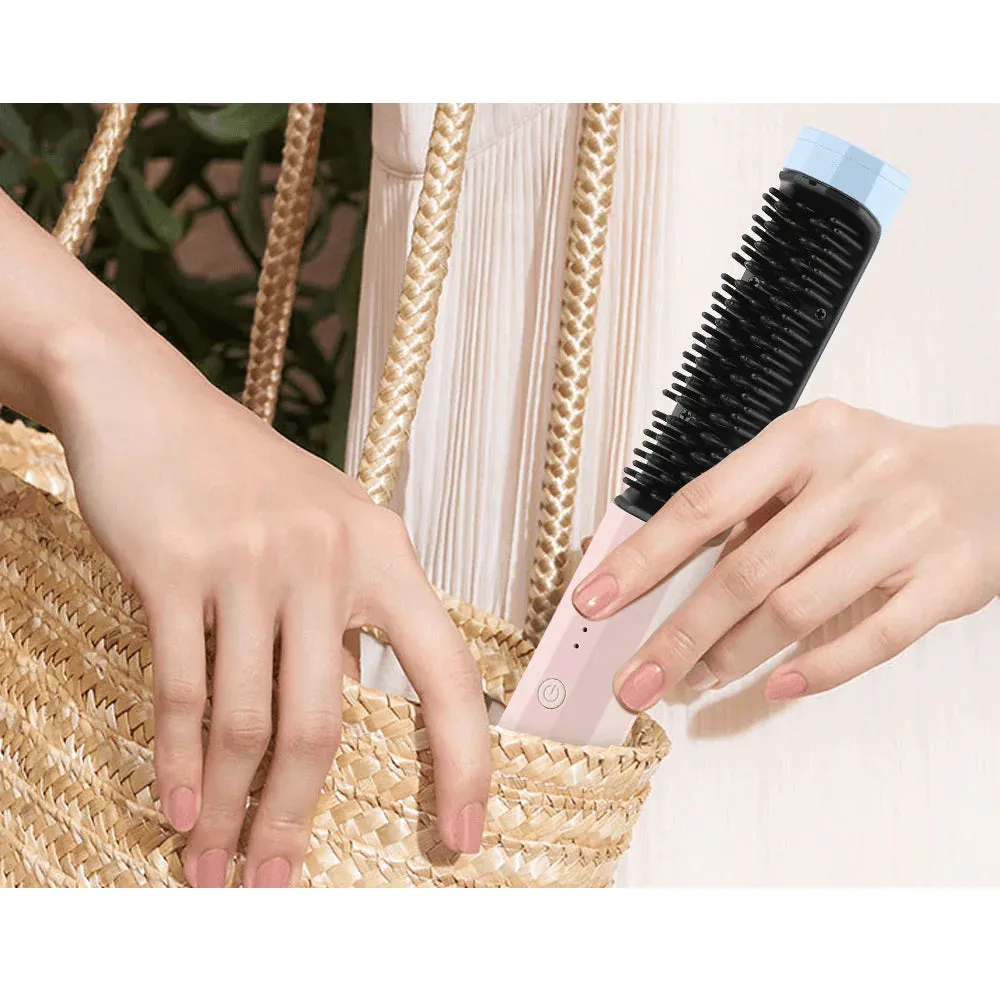 2 in 1  Wireless USB Straightening Brush