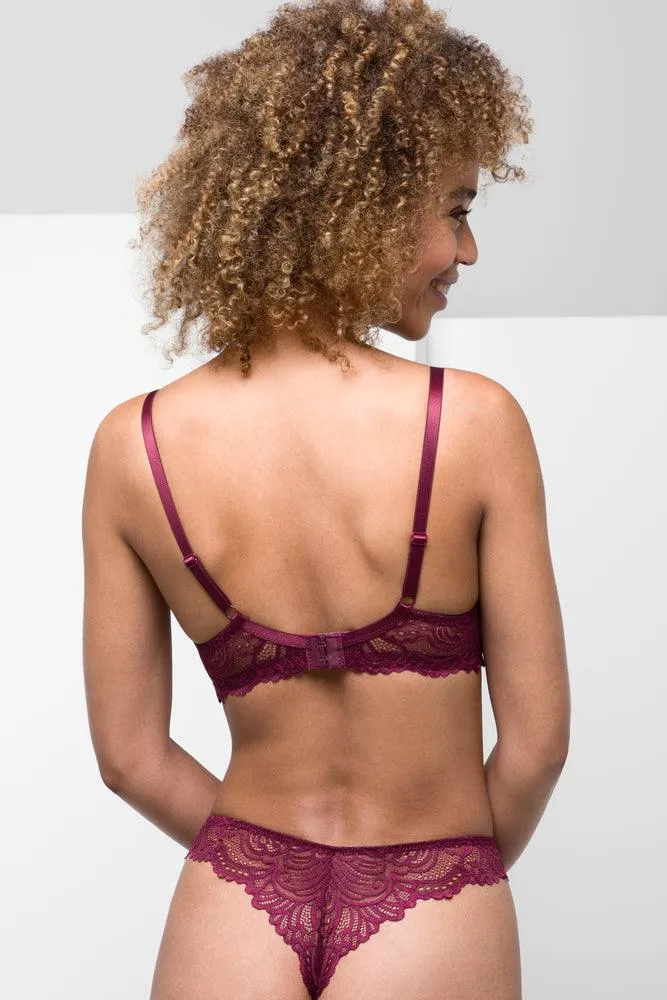 2 Pack Lace Balconette Bras Burgundy & Natural