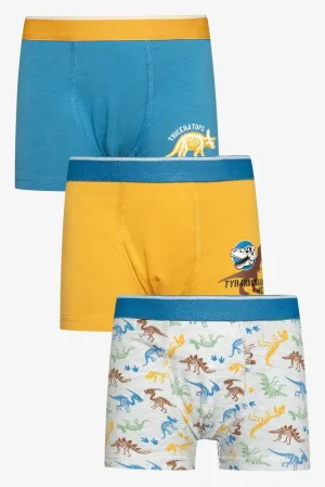 3 Pack Dino Boxers Yellow & Blue