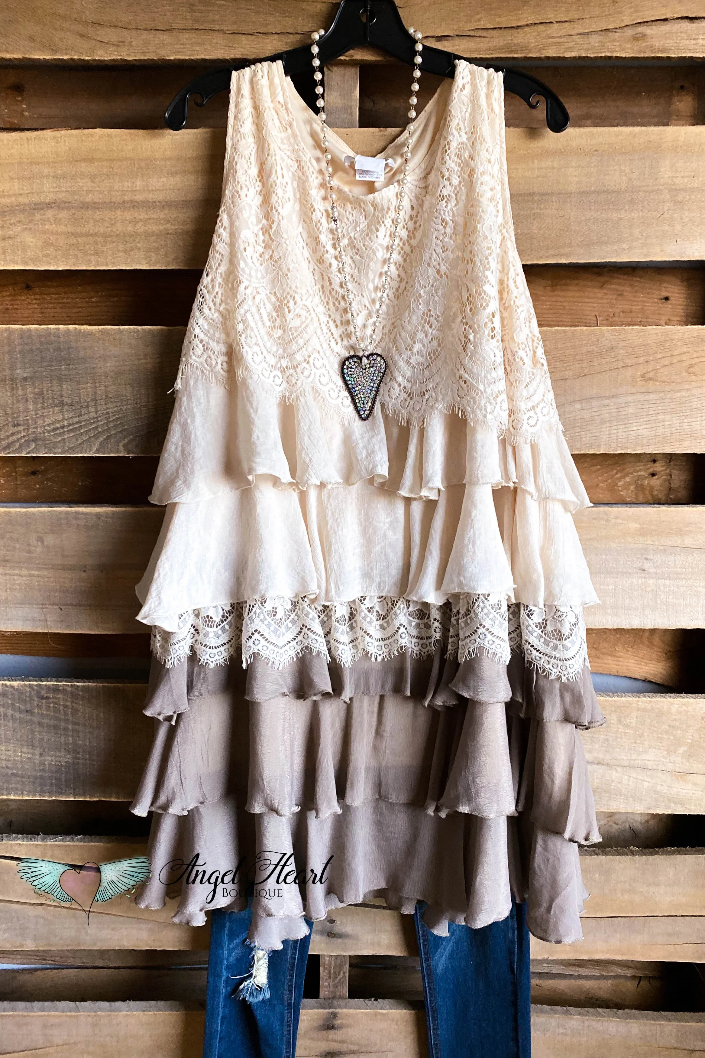 AHB EXCLUSIVE: Lacy Love Sleeveless Tunic - Mocha