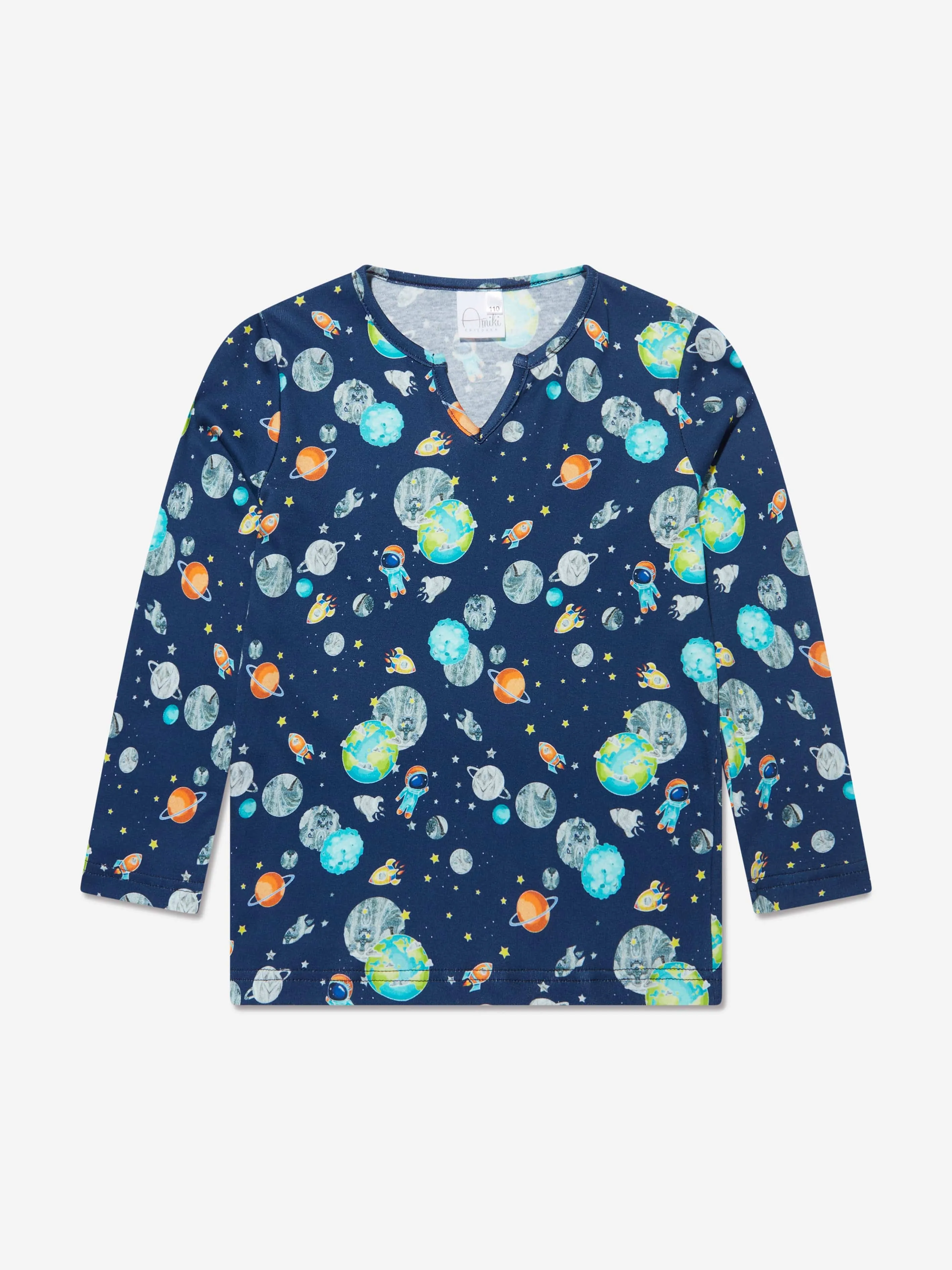 Amiki Children Boys Chris Space Print Pyjama Set in Blue