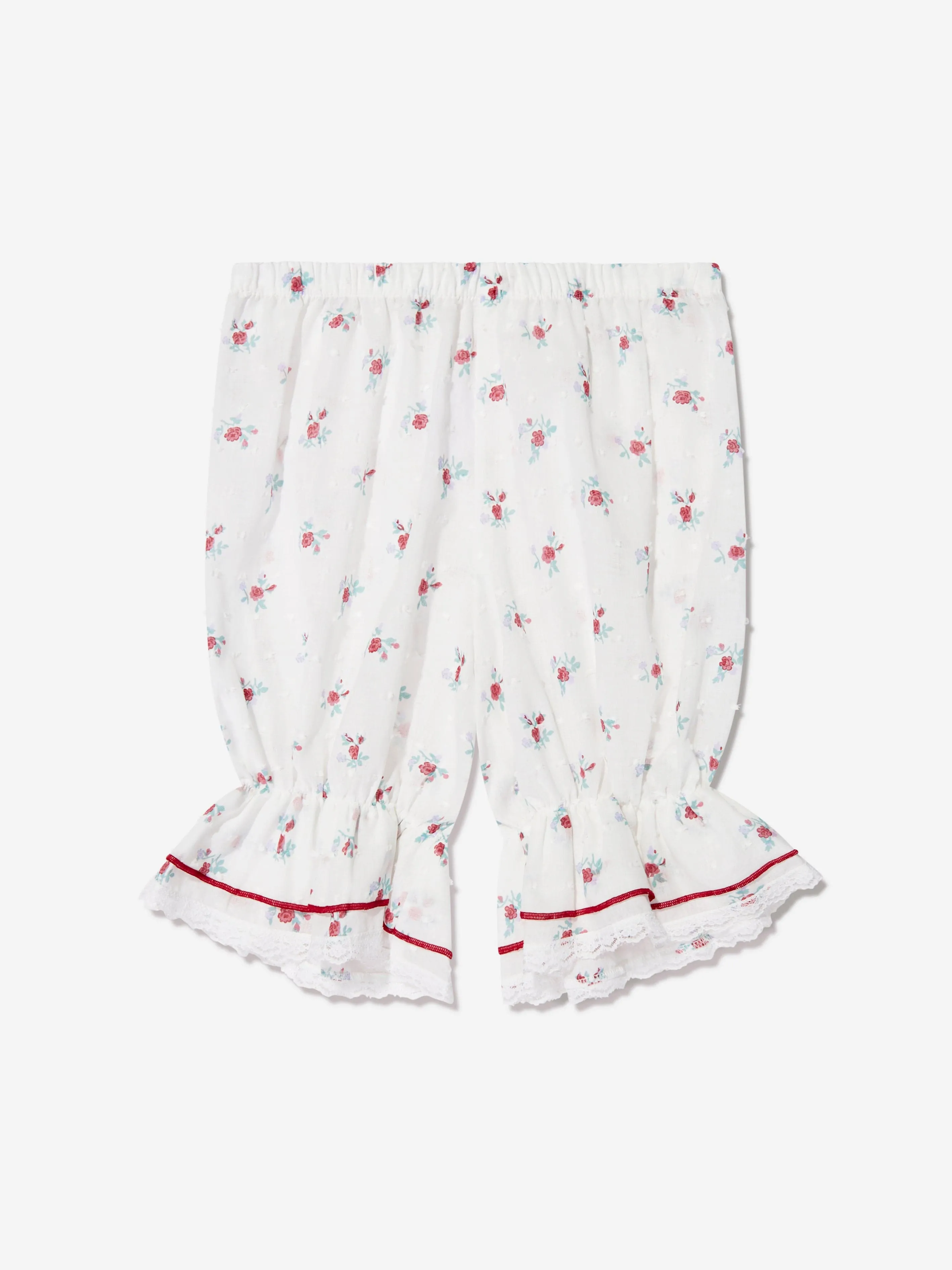 Amiki Children Girls Amelia Pink Flowers Short Pyjama Set in White