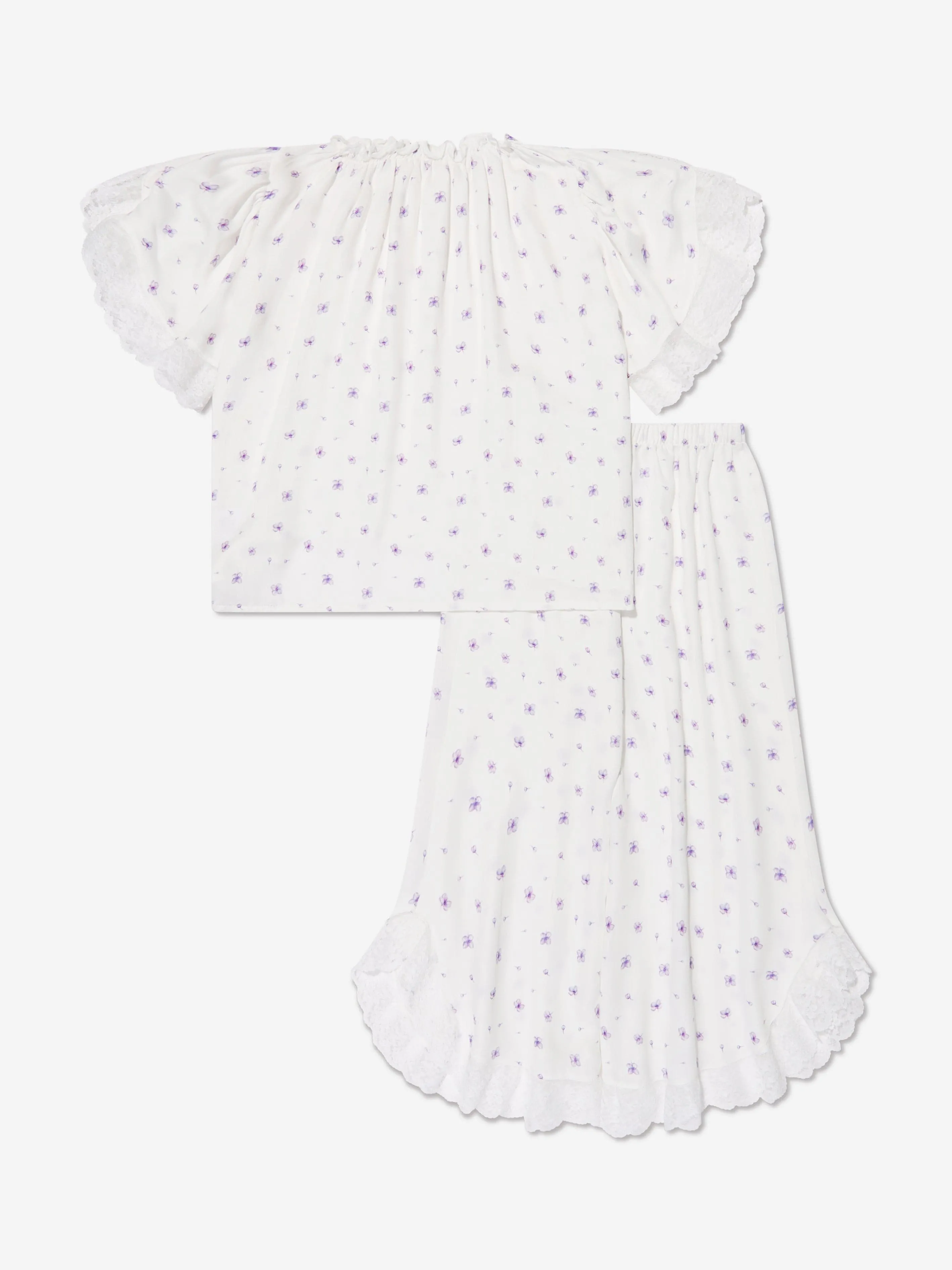 Amiki Children Girls Milana Lilac Print Pyjama Set in White