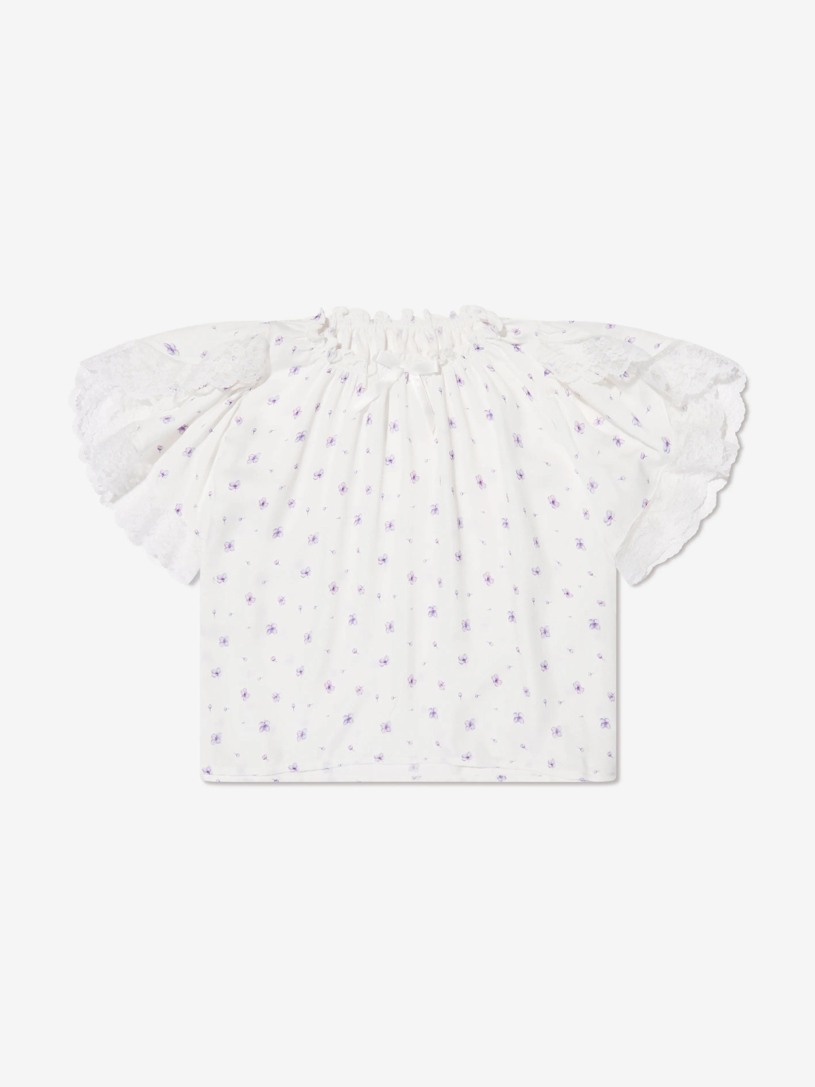 Amiki Children Girls Milana Lilac Print Pyjama Set in White