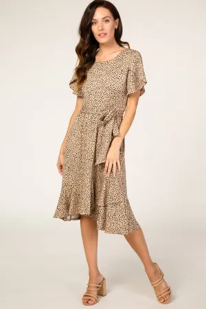 Animal Print Sash Tie Dress