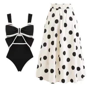 Années 70 Ensemble Maillot de Bain Jupe St Tropez