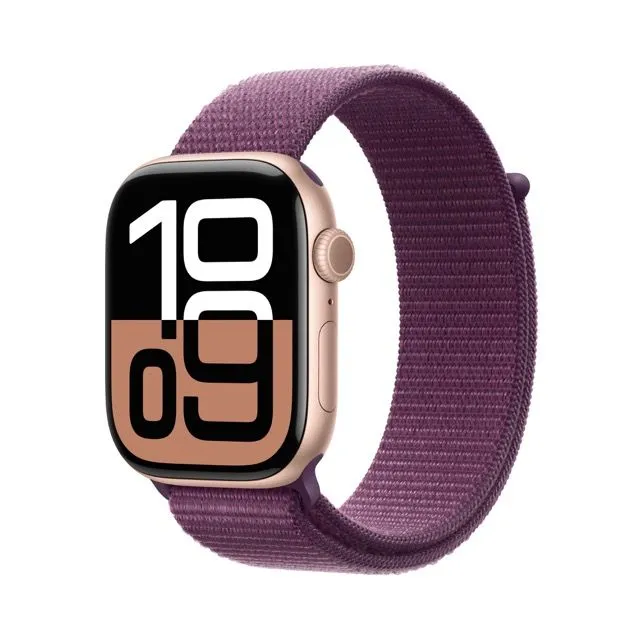 Apple Watch Series 10 GPS   Cellular Rose Gold Aluminum Case with Plum Sport Loop