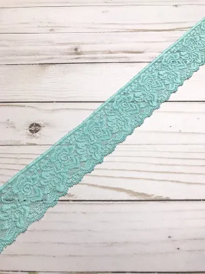 Aqua 2.25" Wide Stretch Lace