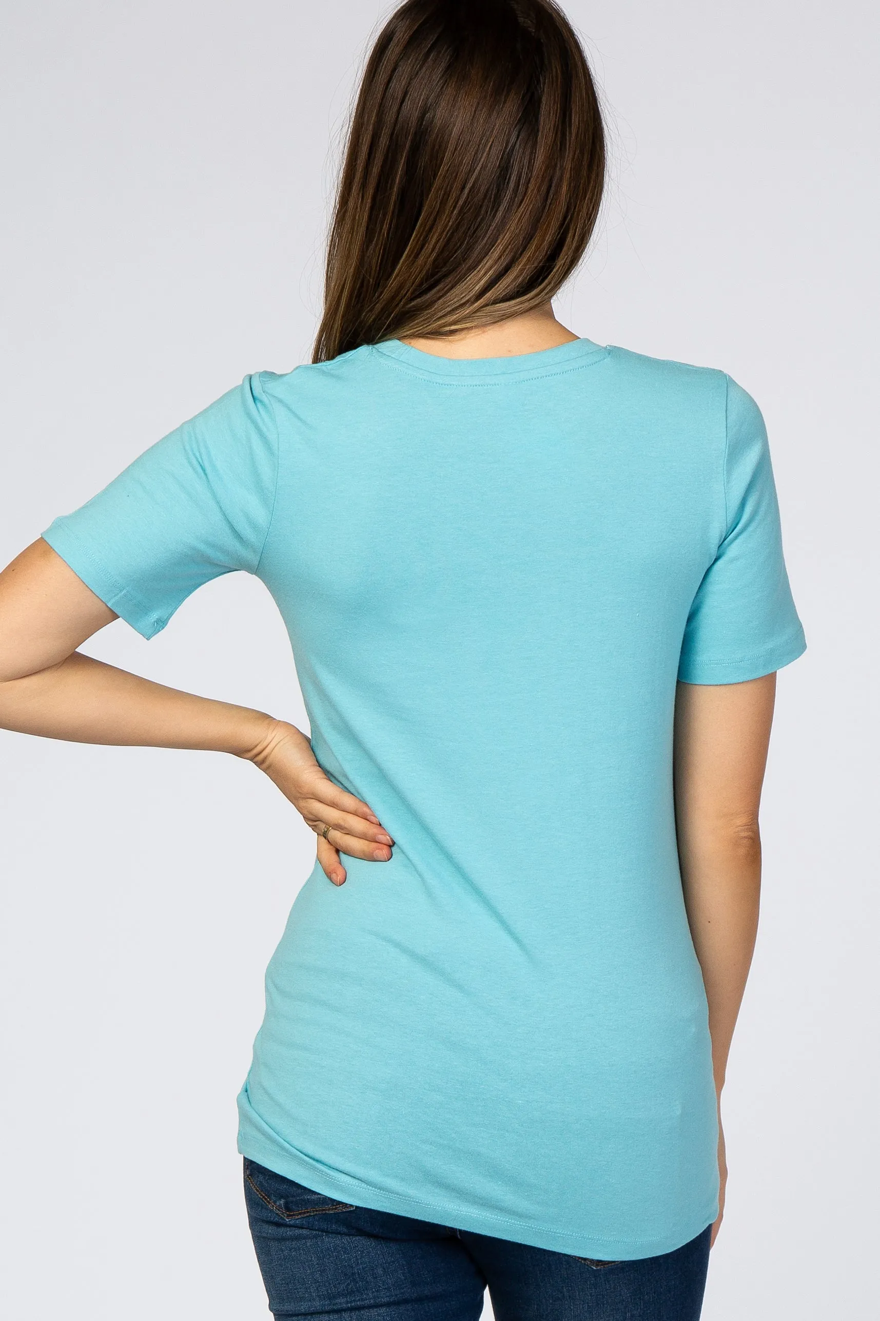 Aqua Crew Neck Short Sleeve Maternity Top