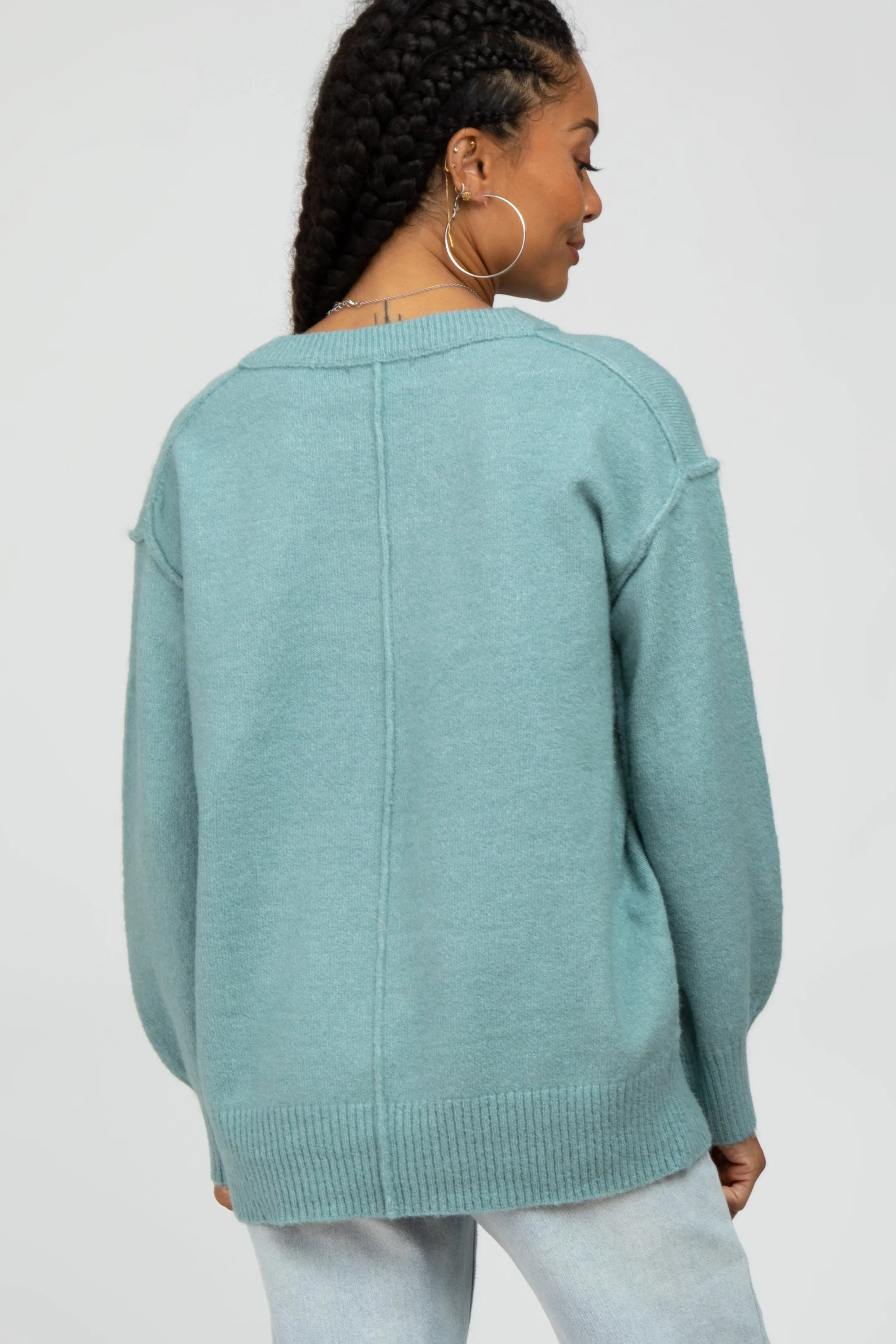 Aqua Exposed Seam Sweater