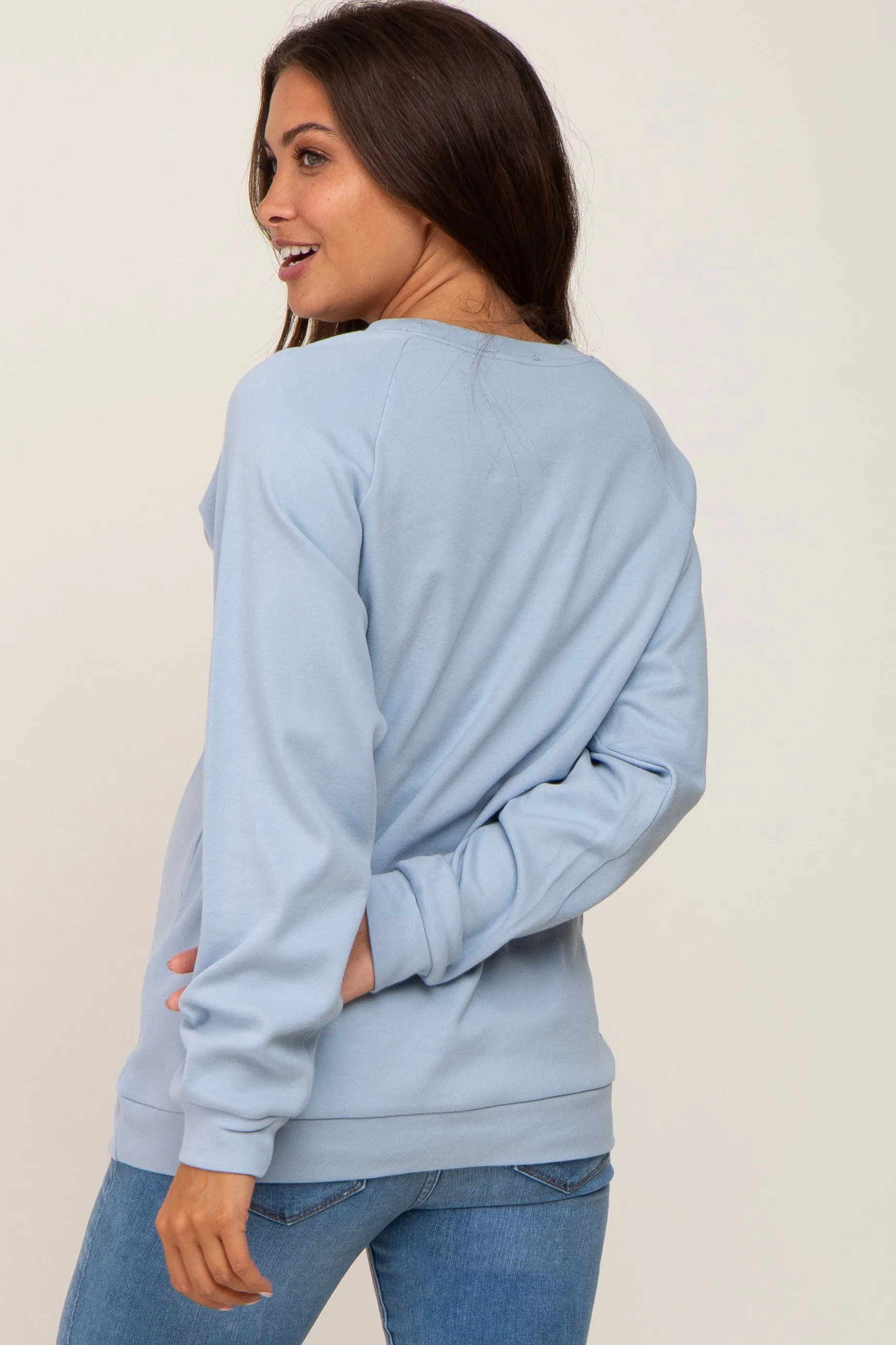 Aqua Long Sleeve Maternity Top