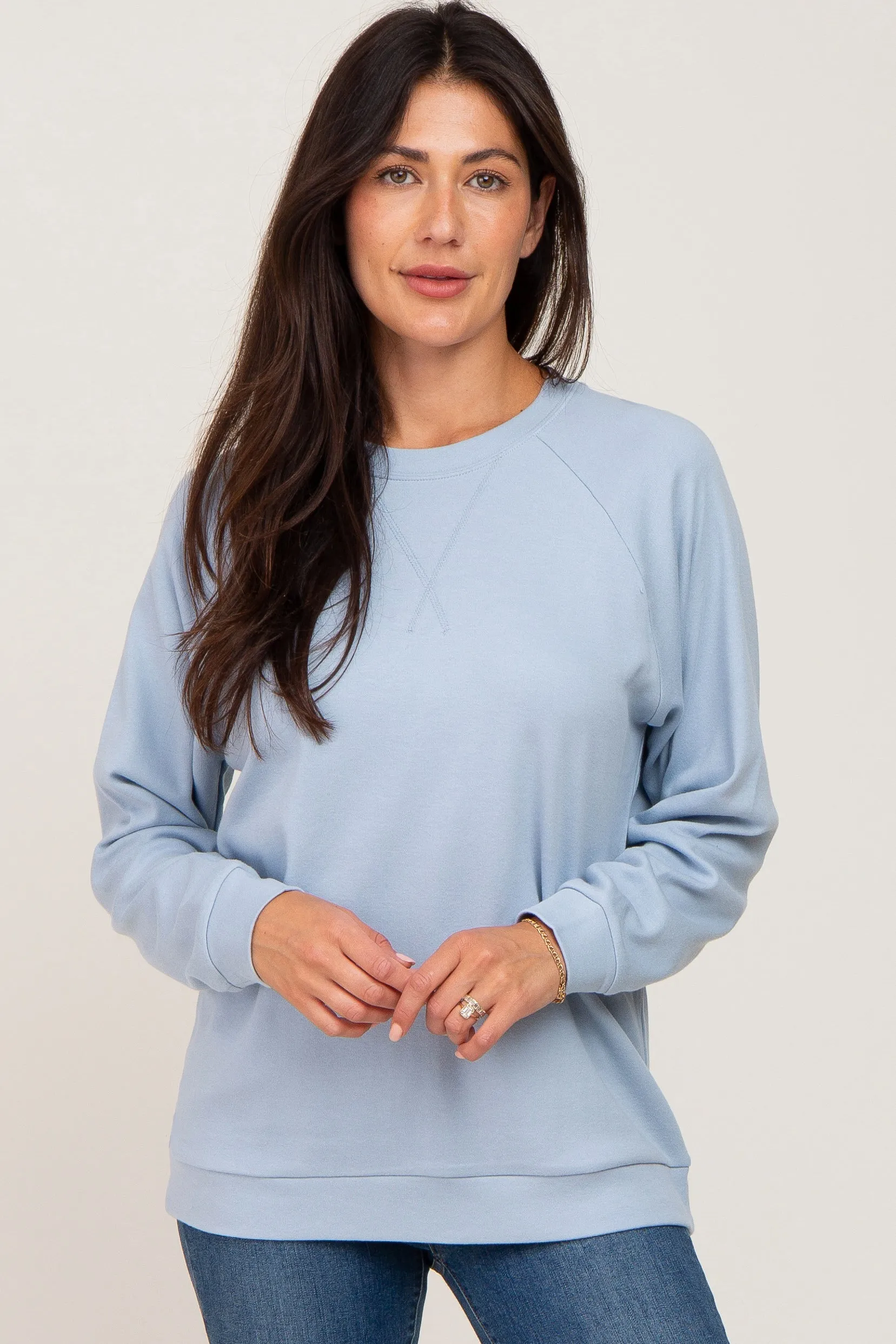 Aqua Long Sleeve Maternity Top