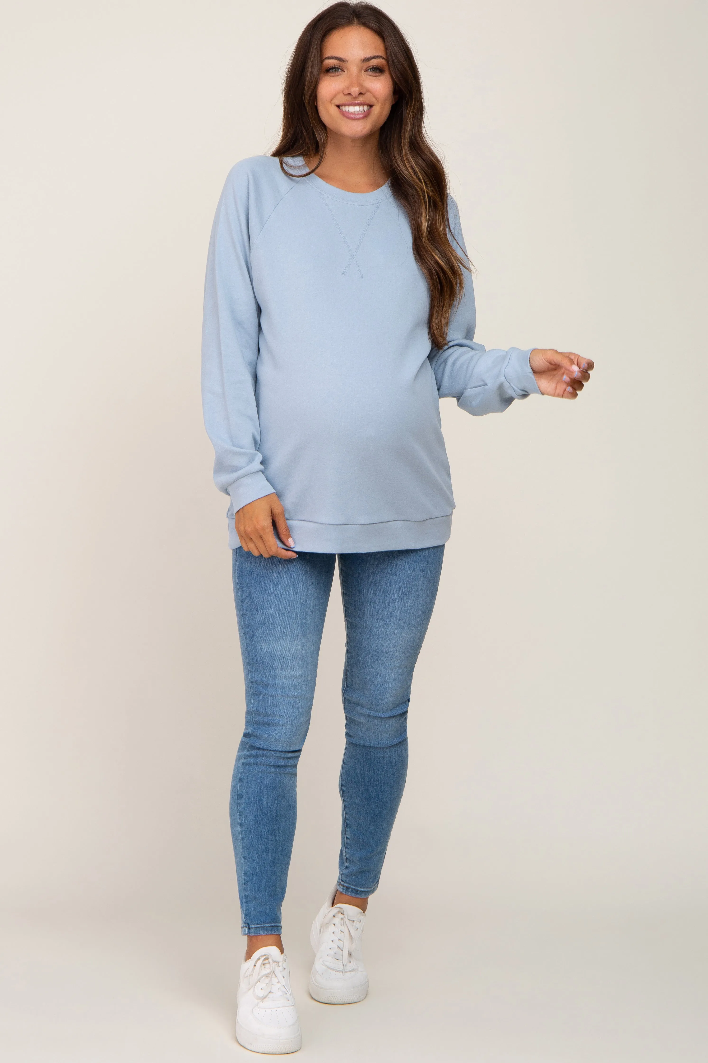 Aqua Long Sleeve Maternity Top