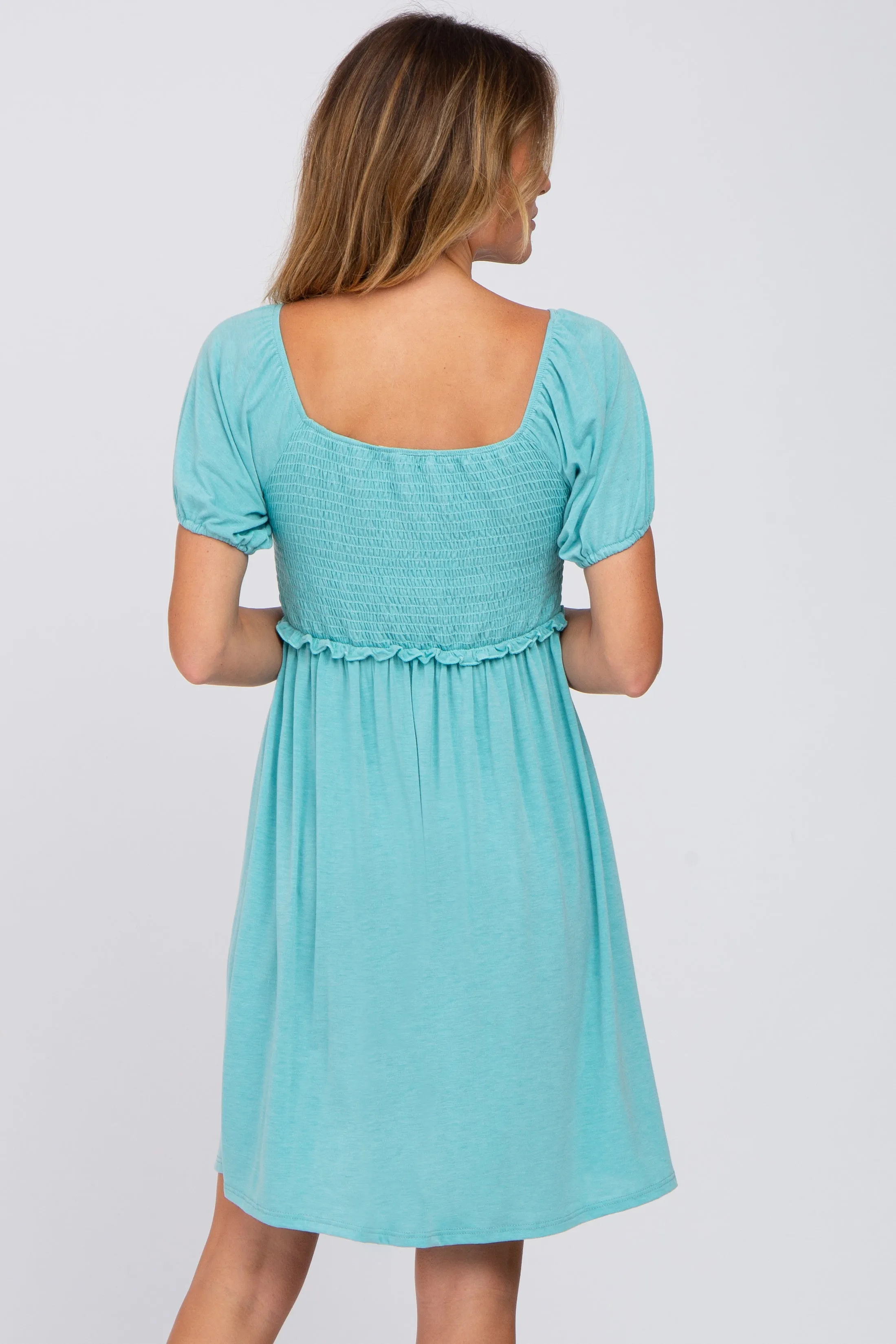 Aqua Smocked Dress