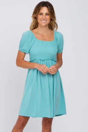 Aqua Smocked Dress