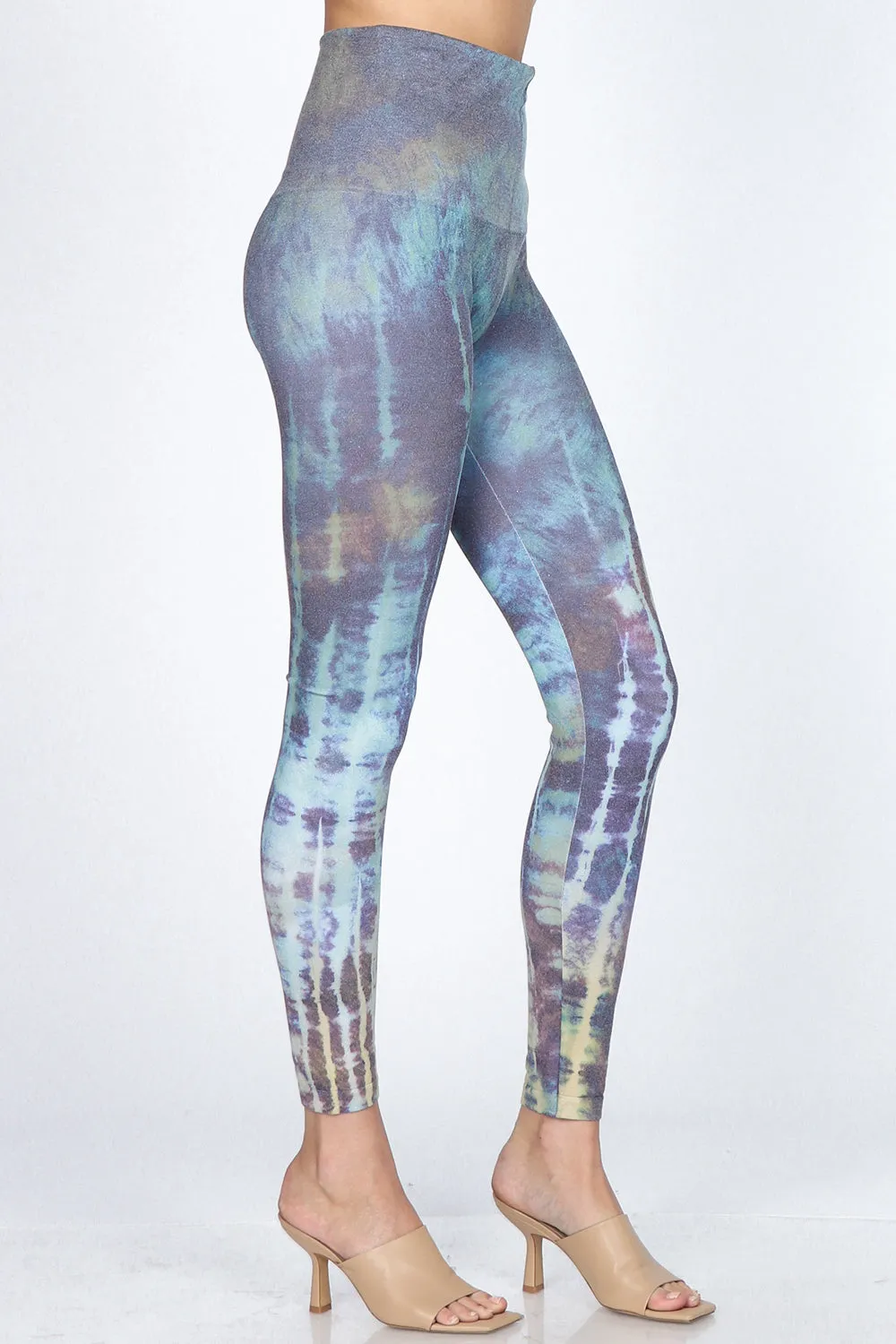 B4223XLDS Capri/Short High Waist Psychedelic Tie-dye Print