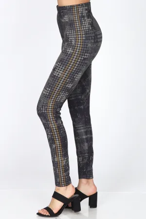 B4292CV High Waist Full Length Legging with Houndstooth Print