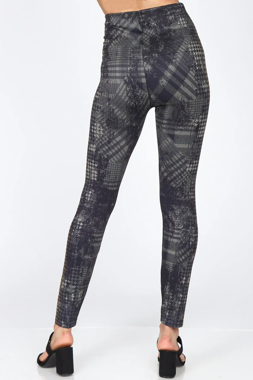 B4292CV High Waist Full Length Legging with Houndstooth Print