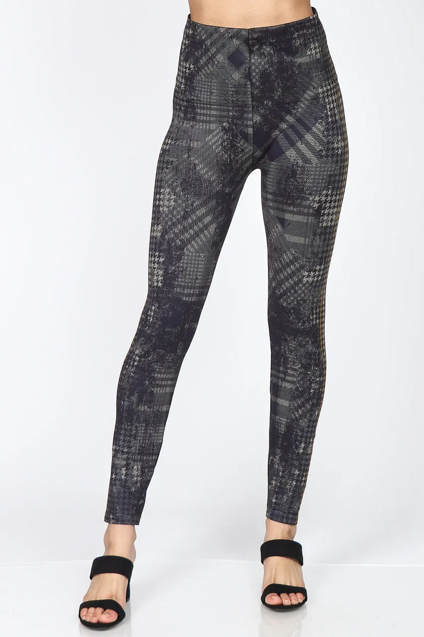 B4292CV High Waist Full Length Legging with Houndstooth Print