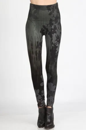 B4292R High Waist Full Length Legging Floral Silhouette