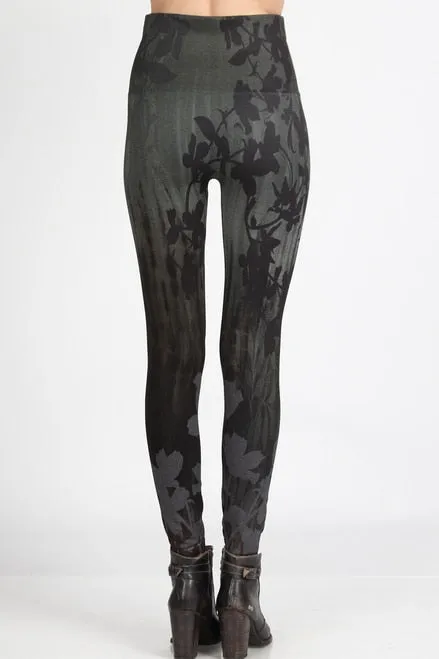 B4292R High Waist Full Length Legging Floral Silhouette