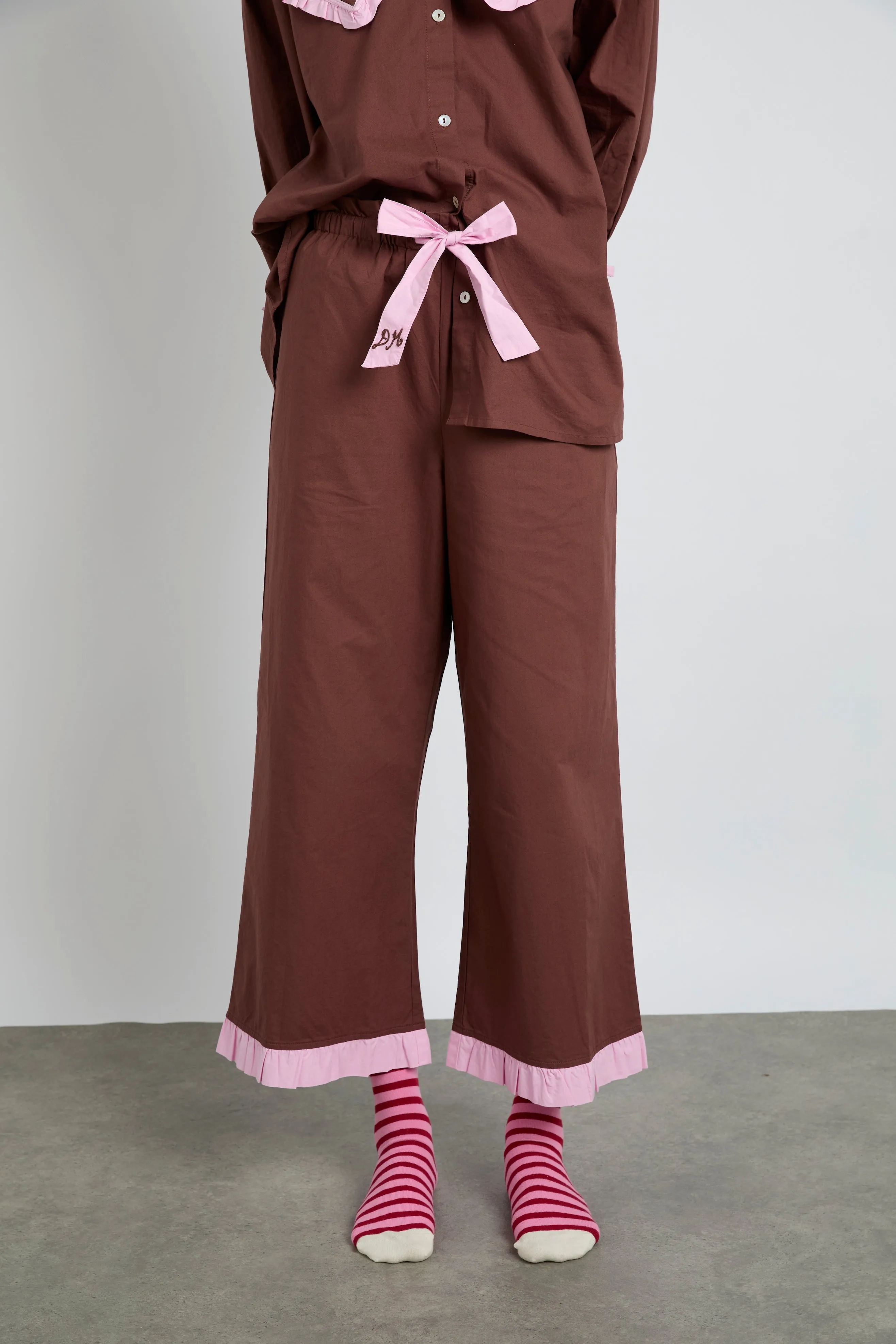 barbara pj set- brown & pink