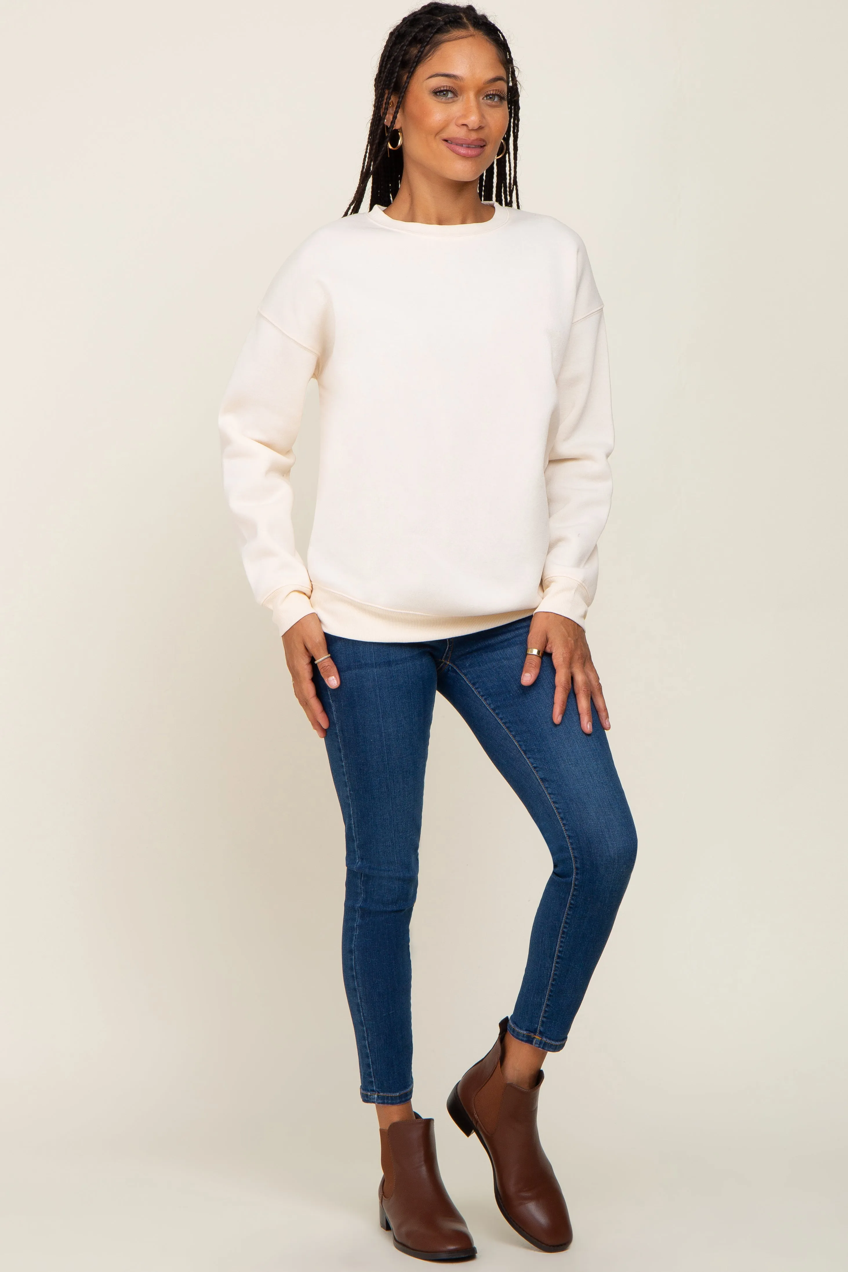 Beige Basic Sweatshirt