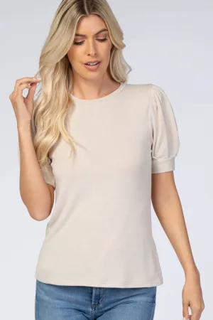 Beige Bubble Short Sleeve Top