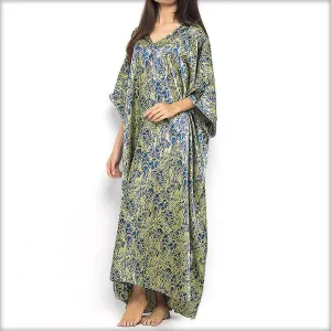 Blue & Yellow Printed Long Nighty Kaftan