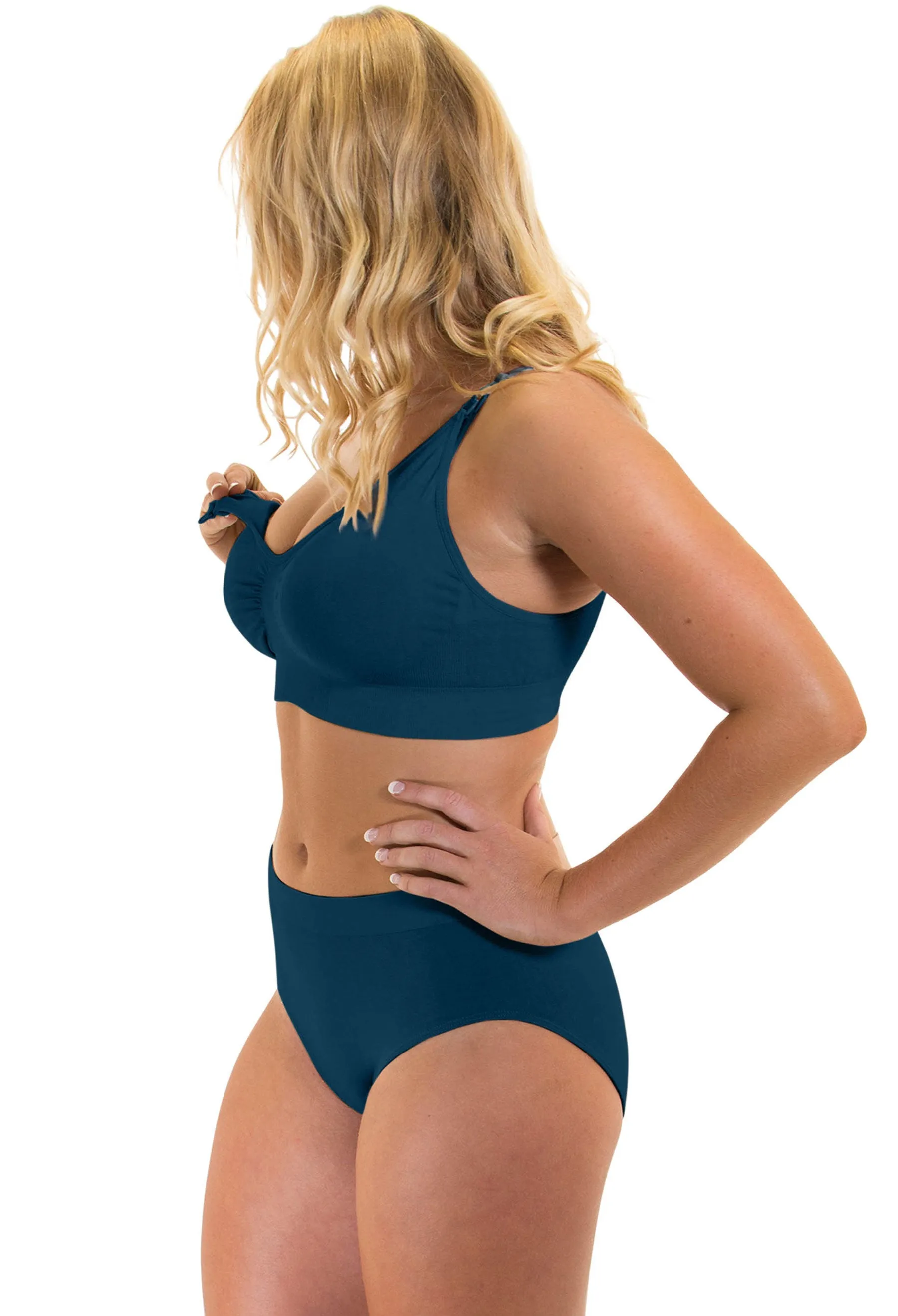 Blue Bamboo Nursing Bra   High Cut Undies Set With FREE Eco-Friendly Reusable Nursing Pads