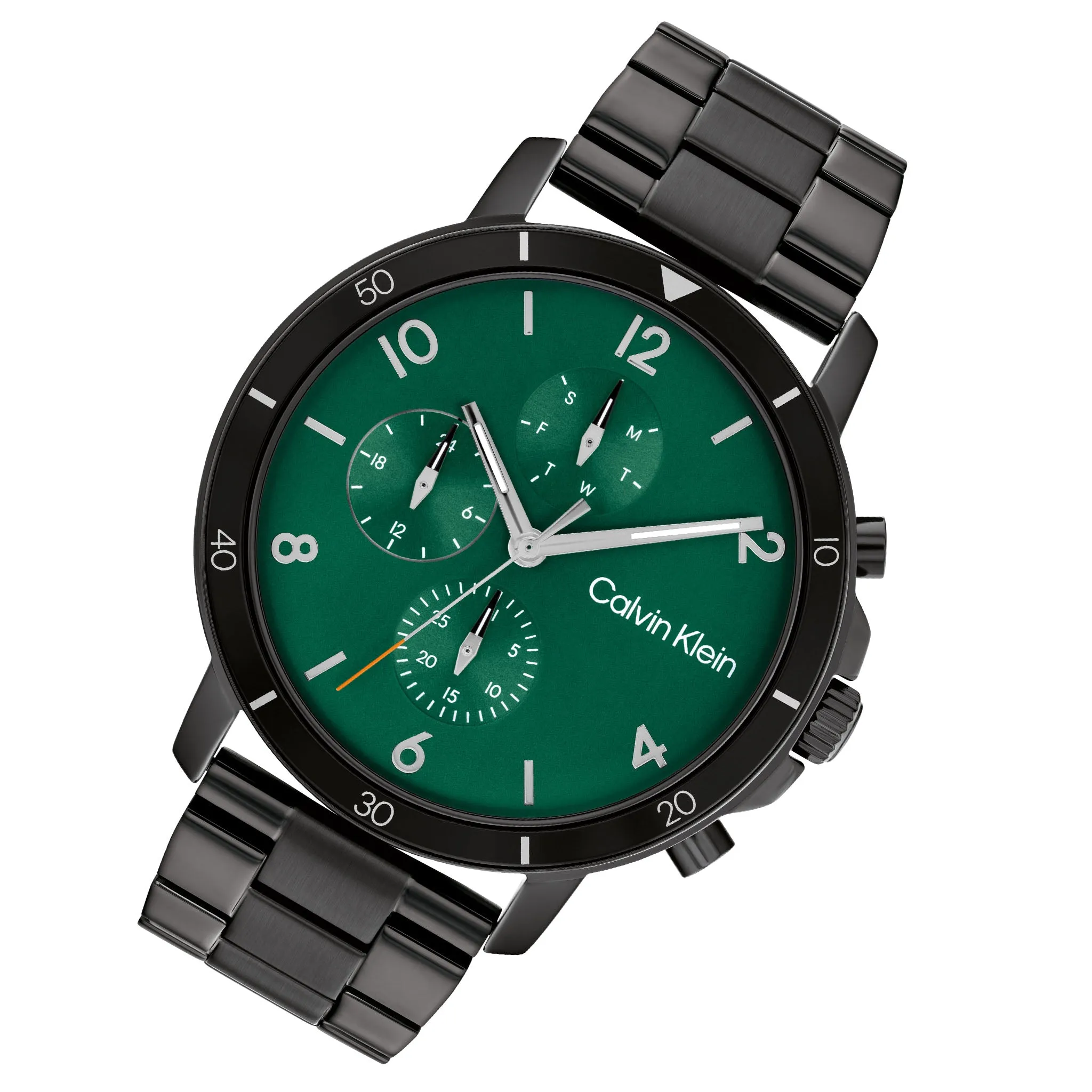 Calvin Klein Black Steel Green Dial Men's Multi-function Watch - 25200069