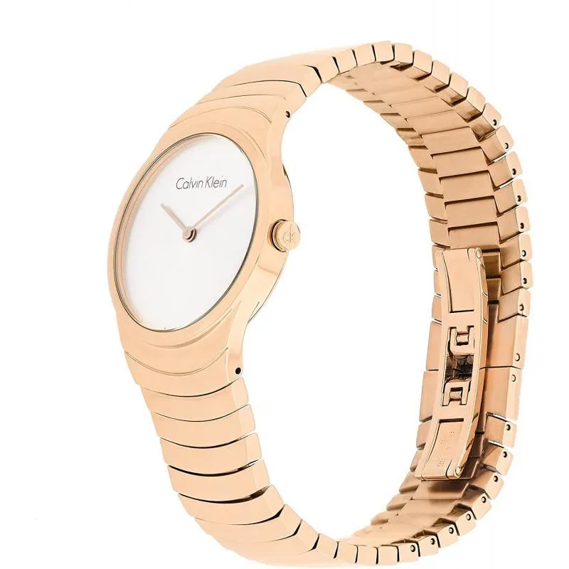 Calvin Klein K8A23646 Whirl Quartz Silver Dial Rose Gold-tone Women's Watch