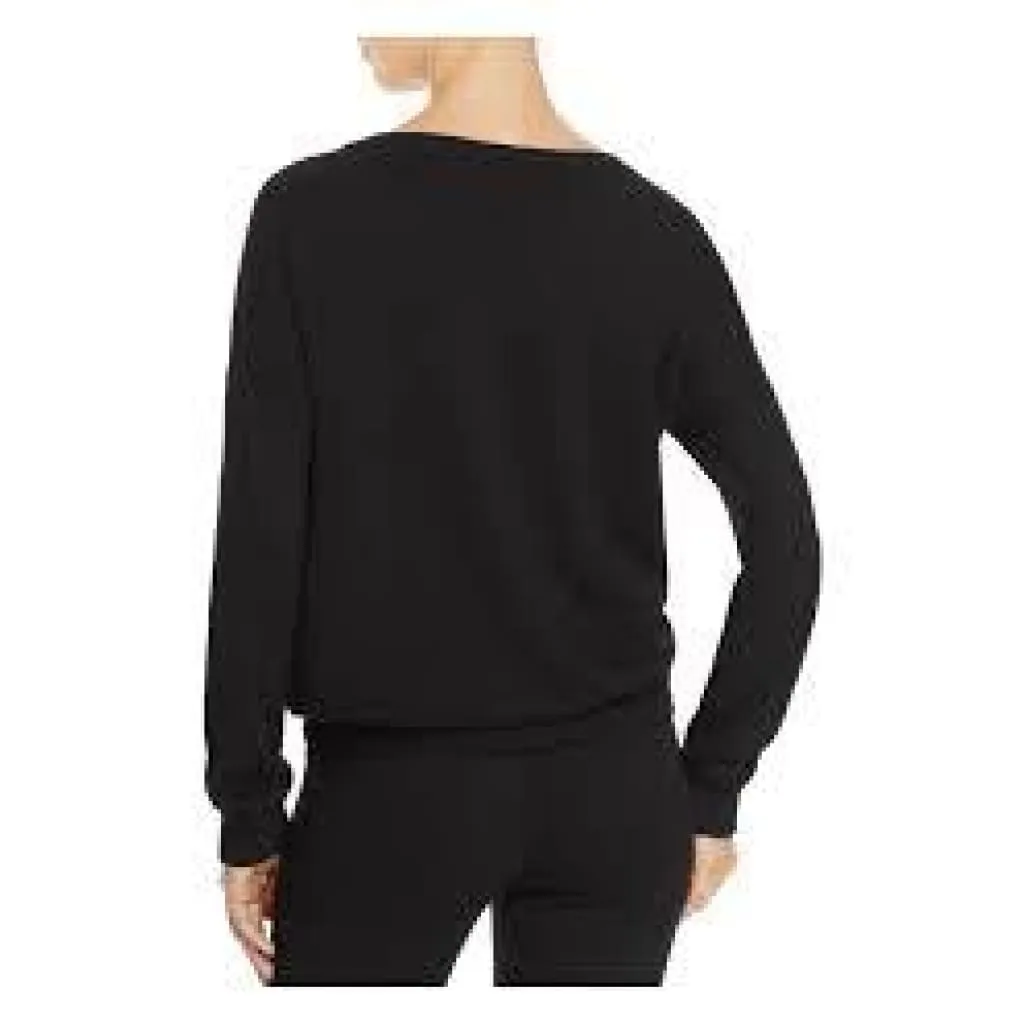 Calvin Klein QS5730 Pure Knits Long Sleeve Lounge Top SMALL Black NWT