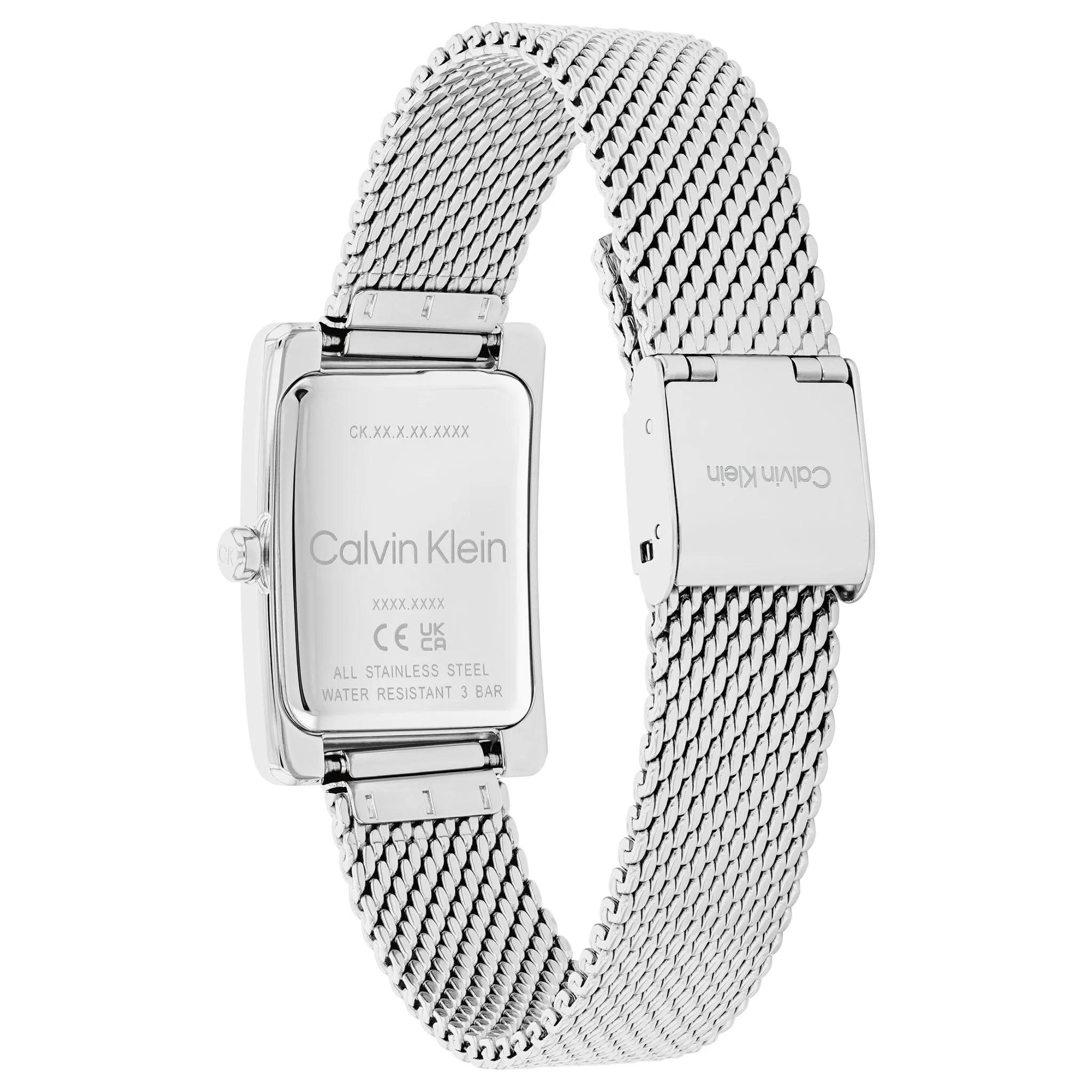 Calvin Klein Silver Steel Mesh Black Dial Women's Watch - 25200399