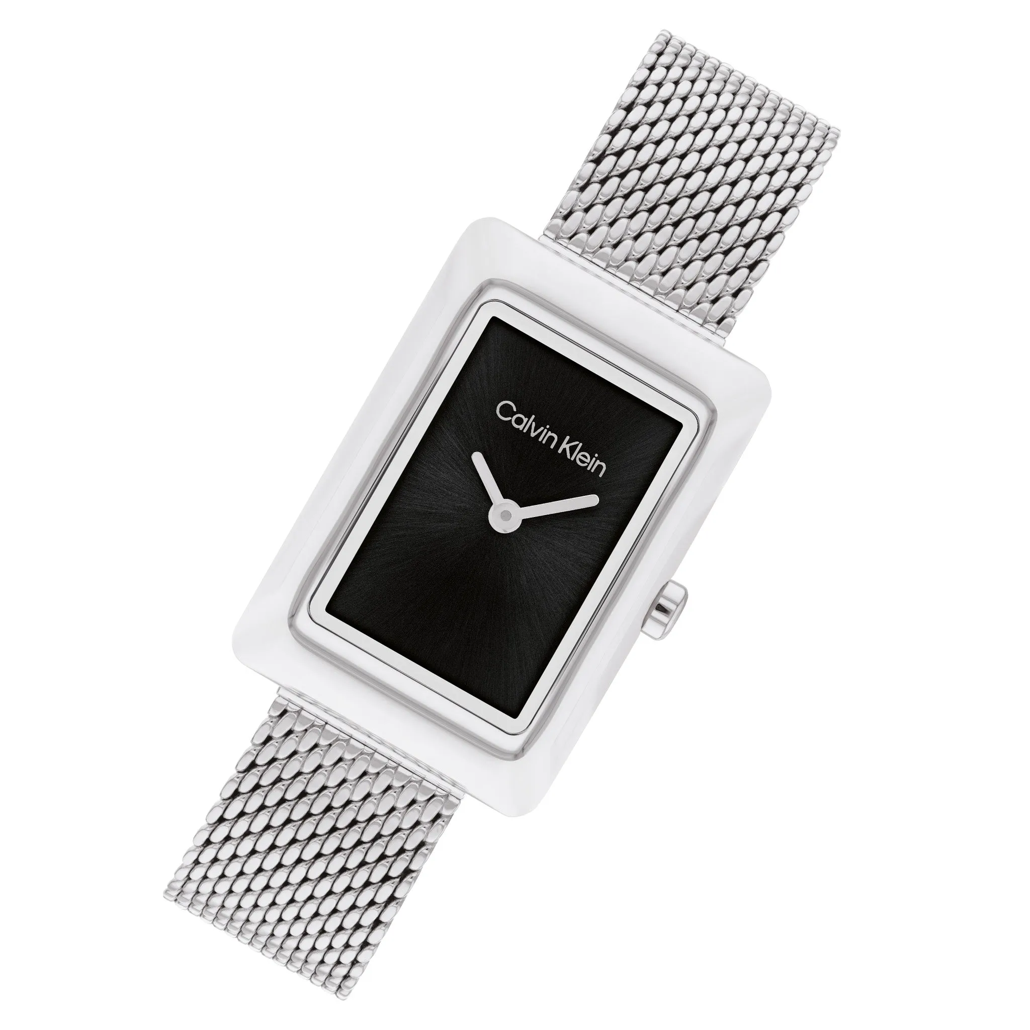 Calvin Klein Silver Steel Mesh Black Dial Women's Watch - 25200399