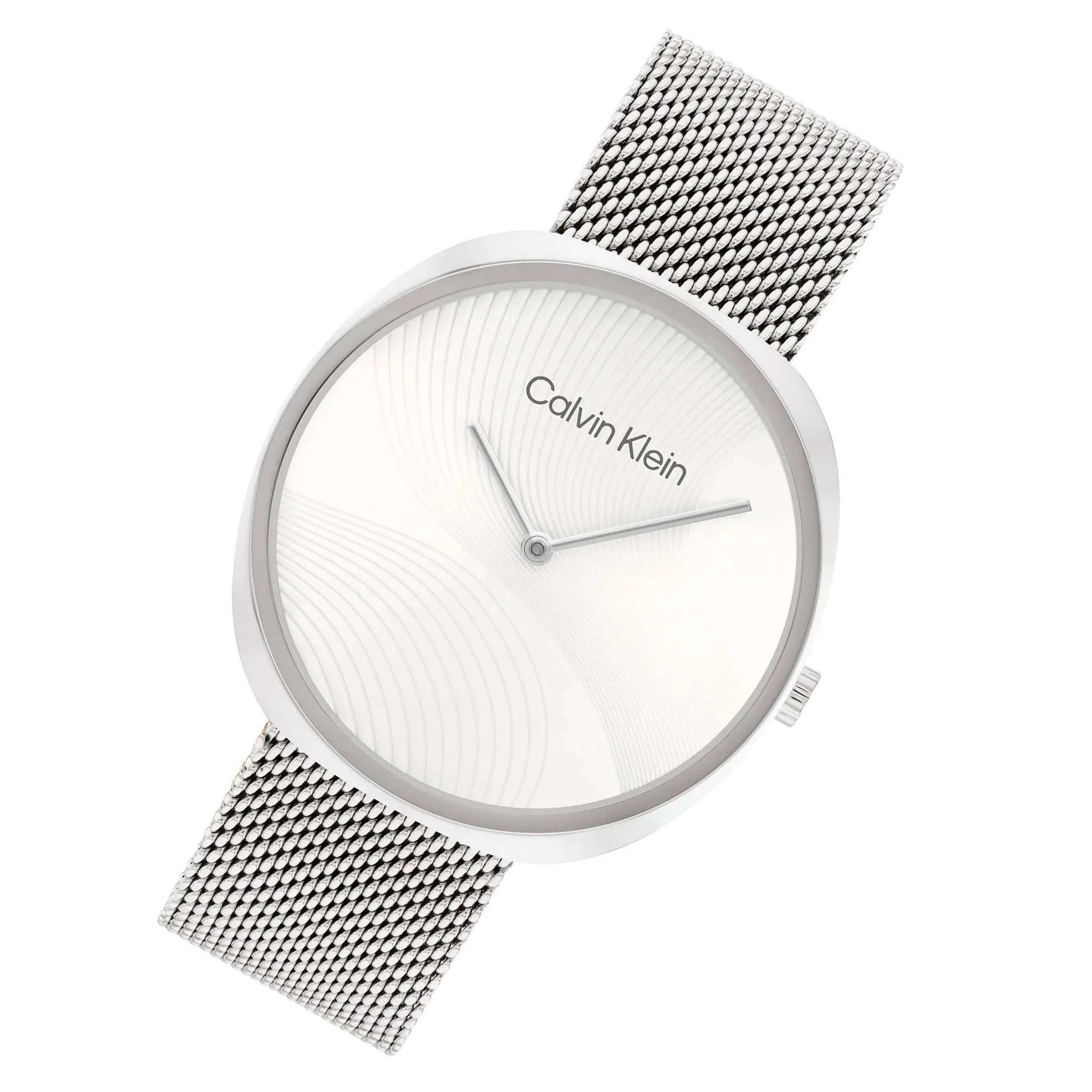 Calvin Klein Silver-tone Steel Mesh White Dial Women's Watch - 25200245