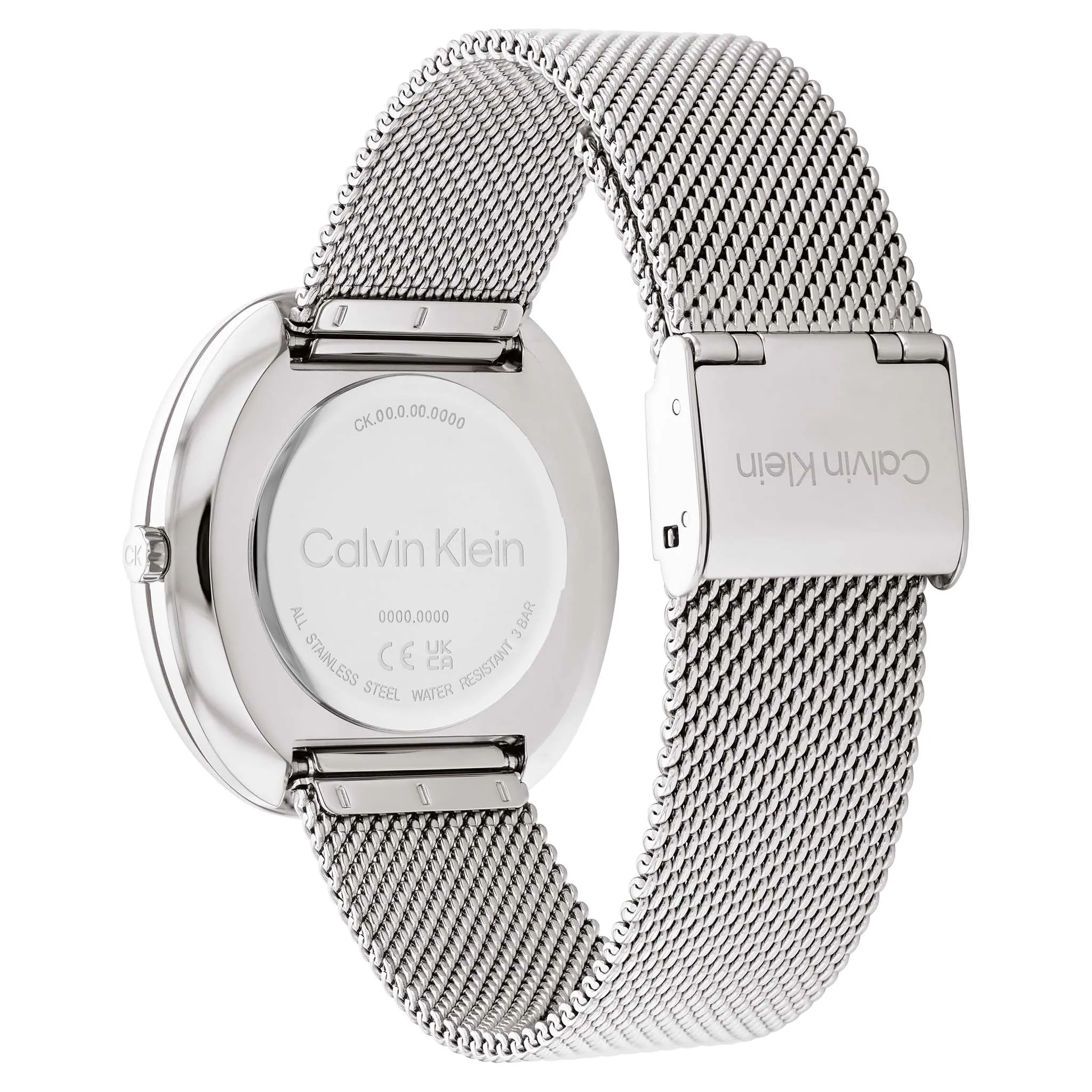 Calvin Klein Silver-tone Steel Mesh White Dial Women's Watch - 25200245