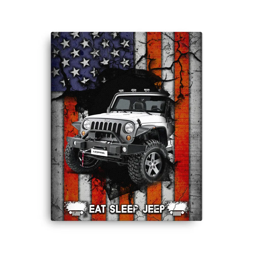 Canvas  - Eat Sleep Jeep US Flag