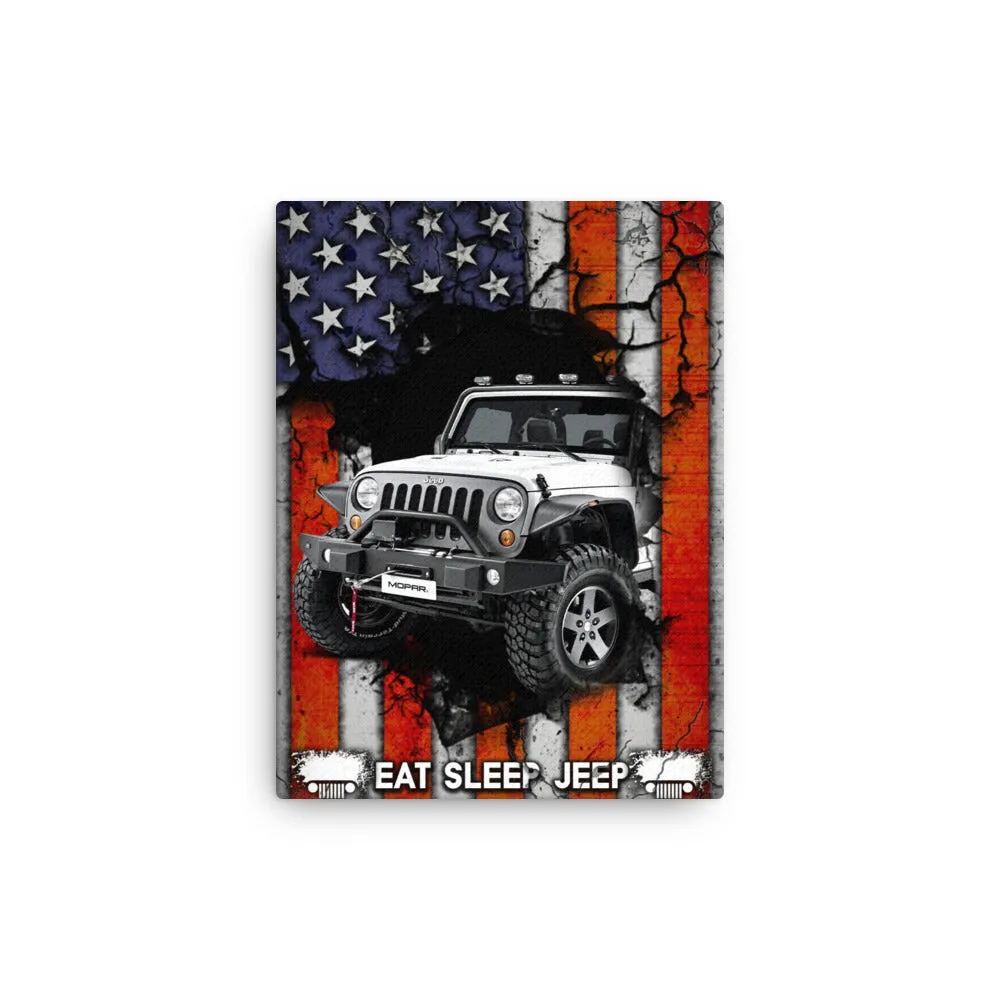 Canvas  - Eat Sleep Jeep US Flag