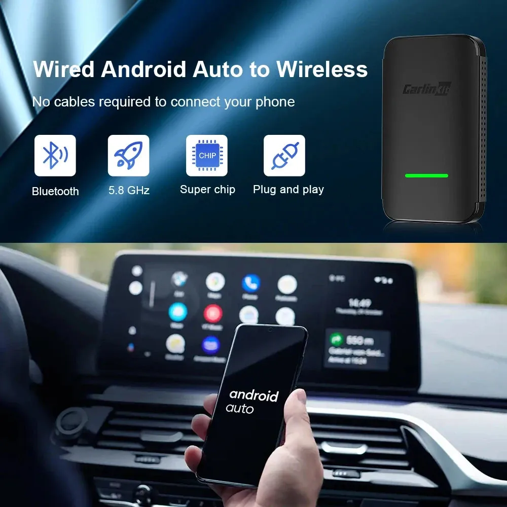 CarlinKit A2A Android Auto Wireless Adapter Dongle Android Ai Box Waze Spotify For 98% Car Auto Connect Music Map Bluetooth 5.0