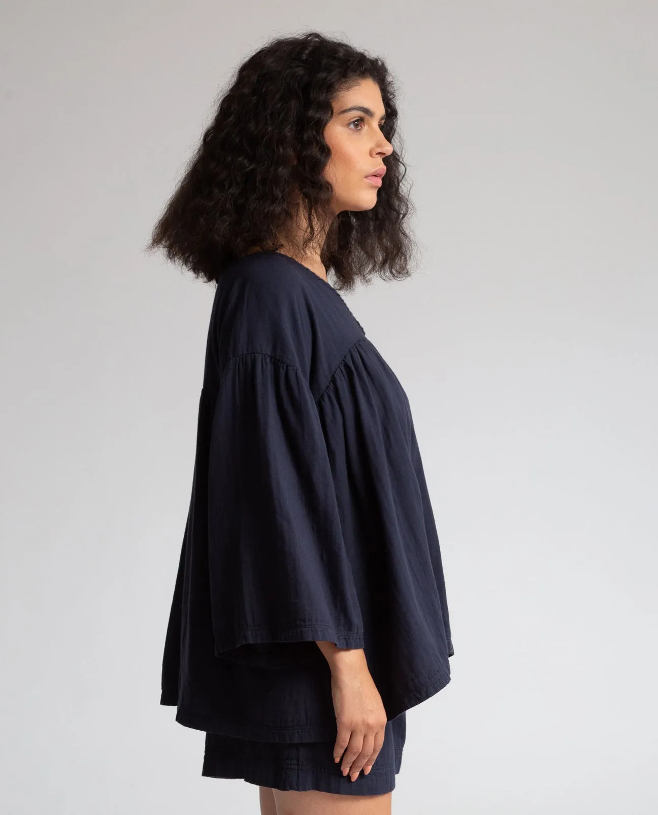 Carlotte Organic Cotton Top In Navy