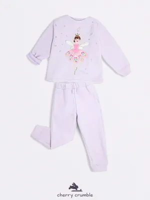 Cherry Crumble Girls Light Purple Solid Nightsuit