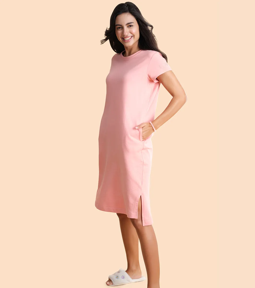 Comfy Dress | Short Sleeve Cotton Terry Lounge Dress