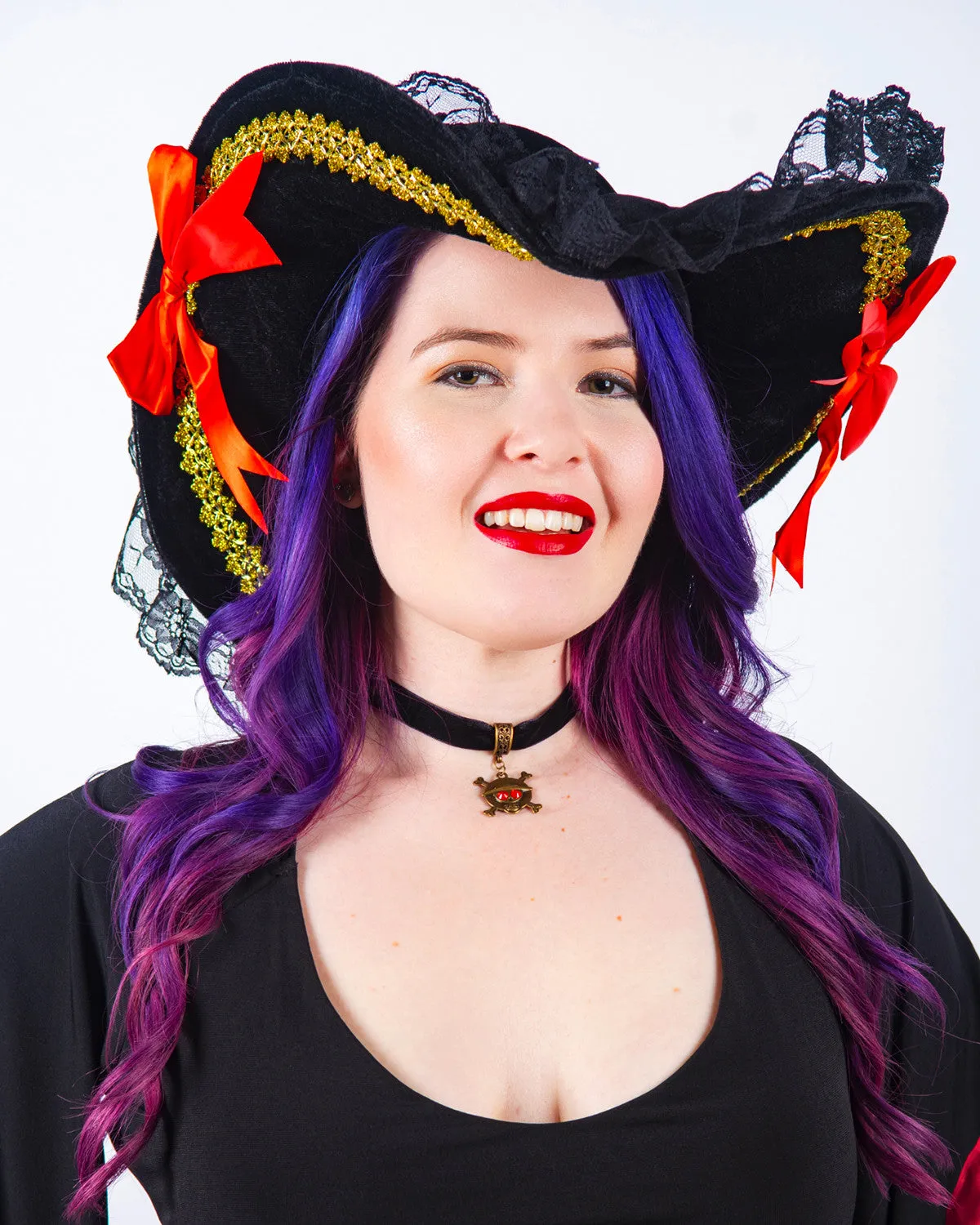 Corsair Pirate Costume with Corsetta Top, Black