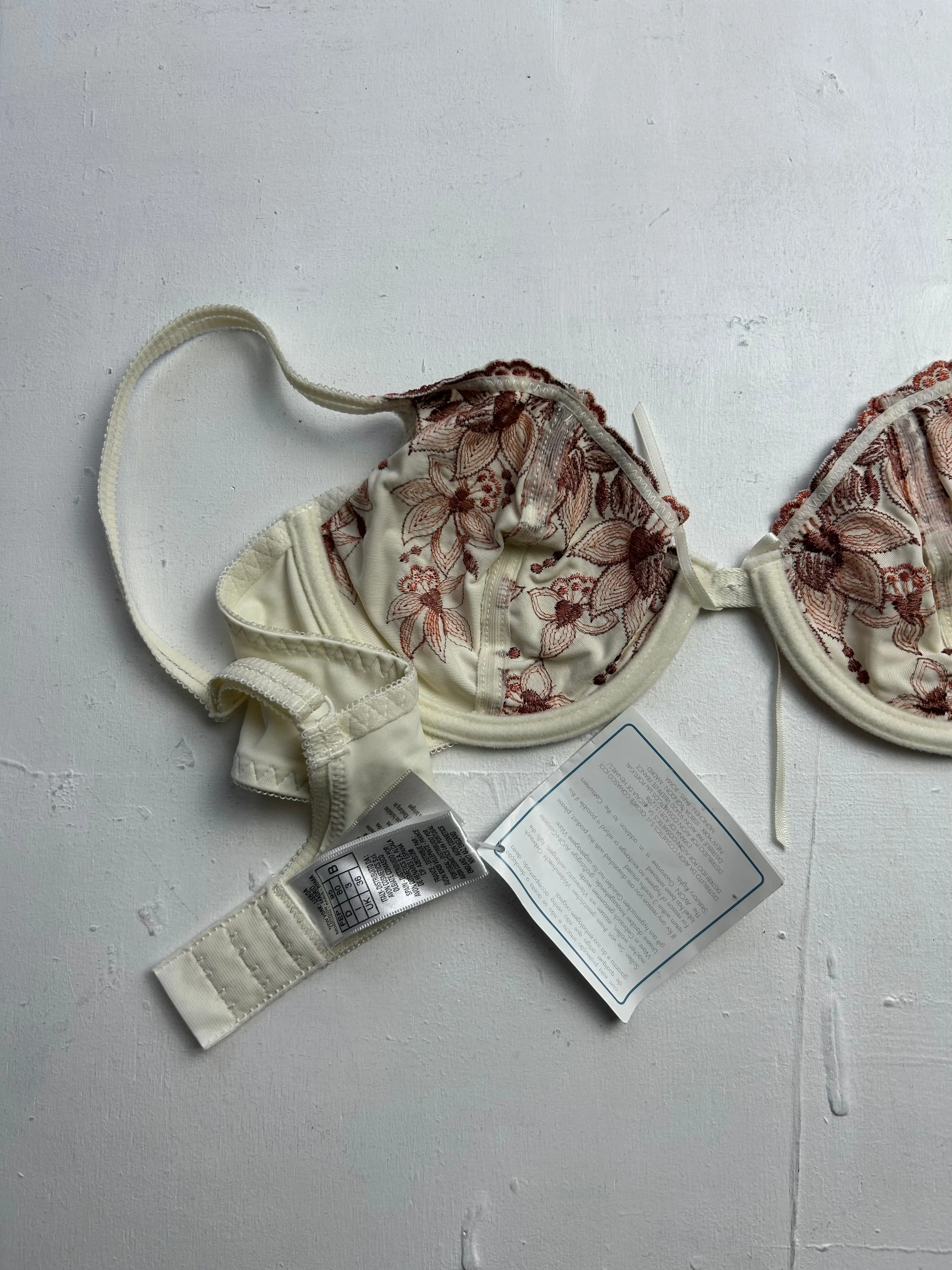 Cream mesh lace balcony vintage bra