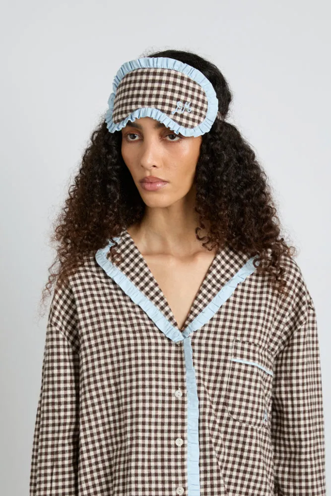 damson pj eye mask - brown gingham