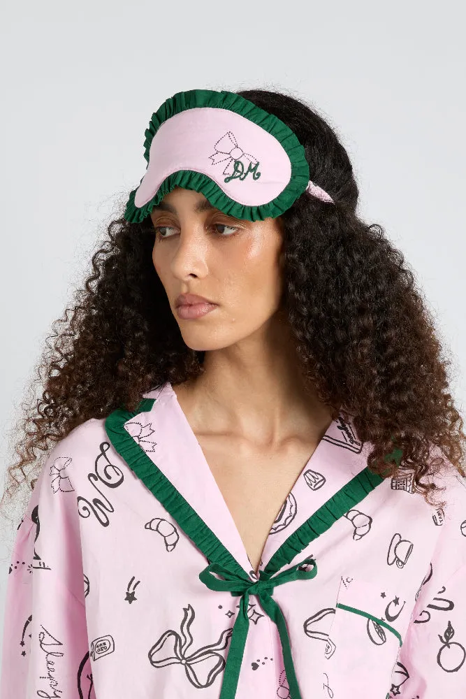 damson pj eye mask - pink symbols